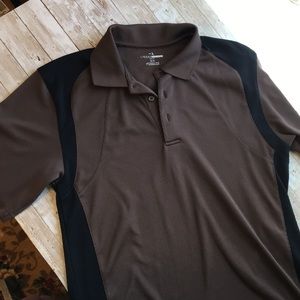 Brown and black golf polo